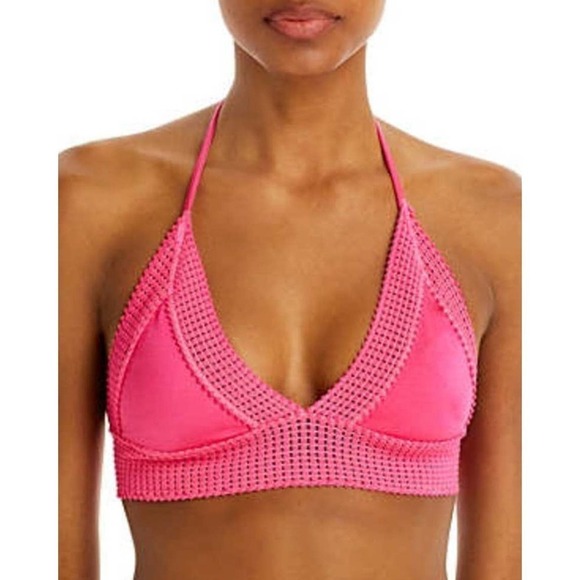 PEIXOTO NAOMI LACE TRIM HALTER BIKINI SWIM TOP - Picture 1 of 9